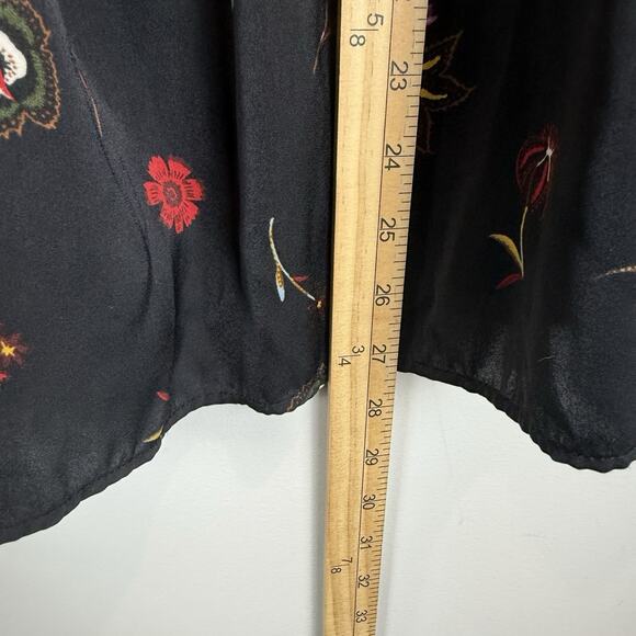 Old Navy Floral Peasant Blouse Top Womens XXL Plus Black Velvet Trim Whimsigoth - Picture 8 of 8